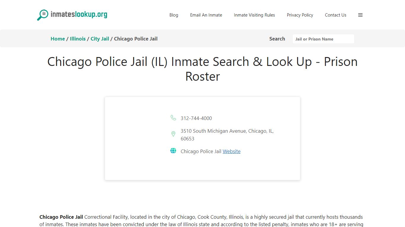Chicago Police Jail (IL) Inmate Search & Look Up - Prison Roster