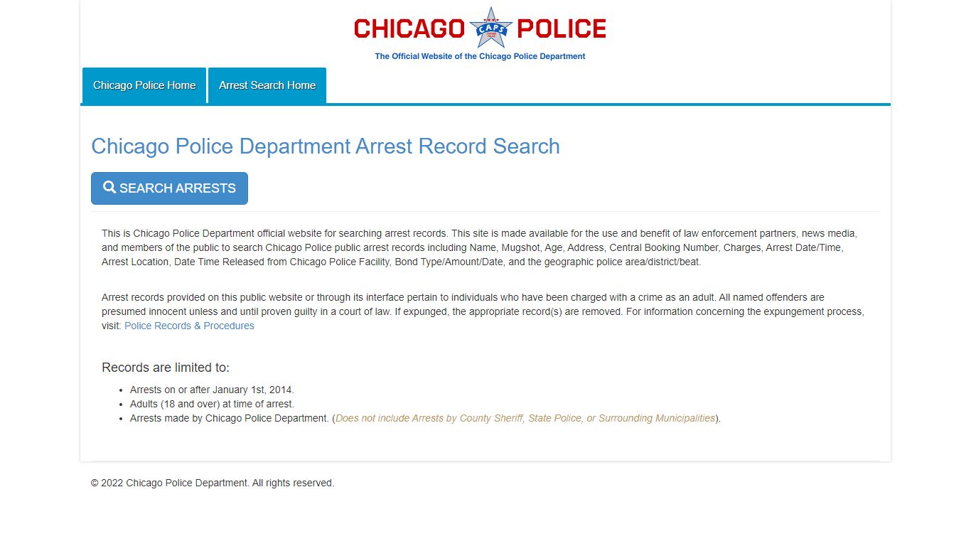 Arrest Search Home - Chicago Police Department